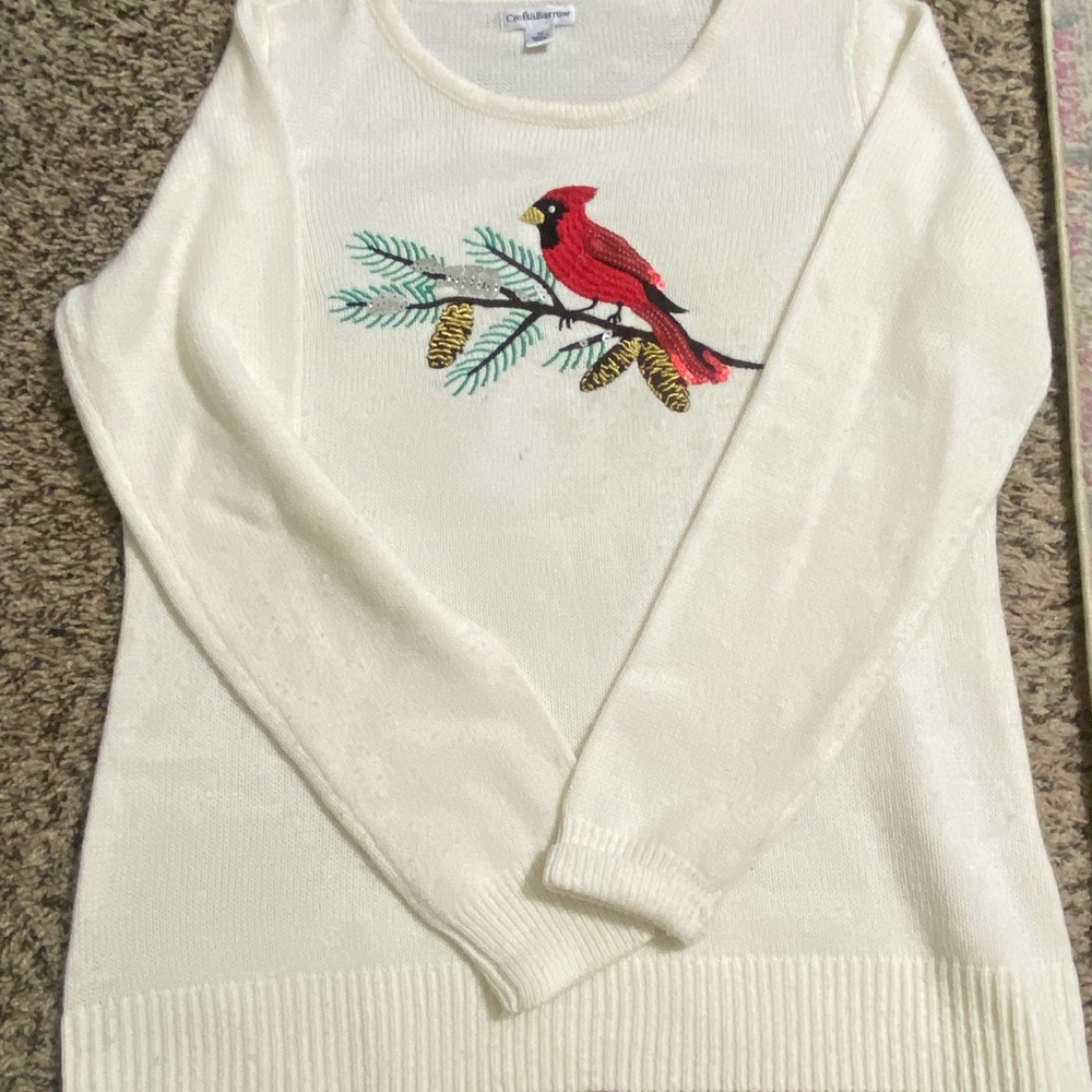 Croft & Barrow Cream Sweater with Red Cardinal Design